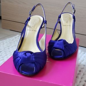 J.Crew Martine Peep Toe Satin Heels